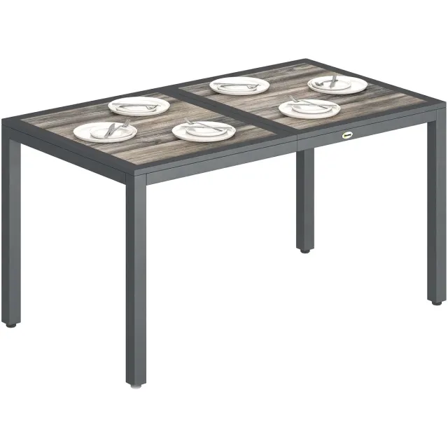 Outsunny tuintafel - gegalvaniseerd staal, PSPC - 140 x 80 x 72 cm - donkergrijs