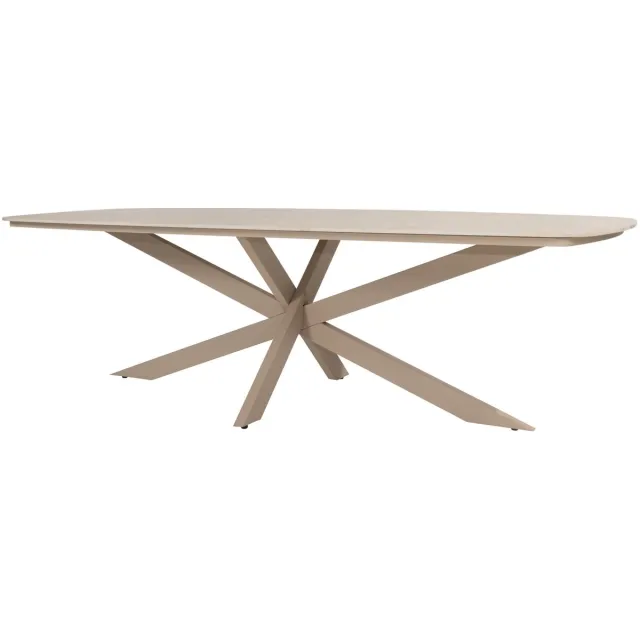 4 Seasons Outdoor Nevada low dining tuintafel 250x105xH69 cm deens ovaal keramiek latte 4 Seasons Outdoor Bruin / Terre, Taupe