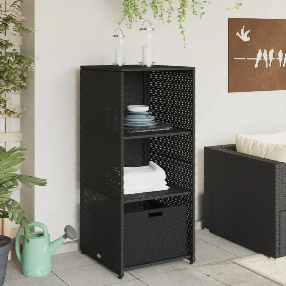 vidaXL Tuinkast 50x55x115 cm poly rattan zwart, foto 3