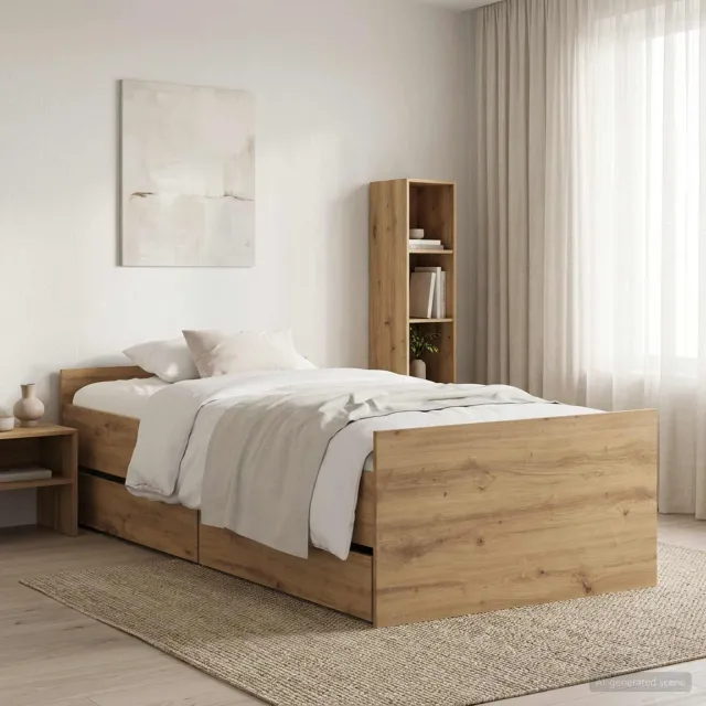 vidaXL Bedframe Artisanaal eiken 100 x 200 cm Bewerkt hout Bruin