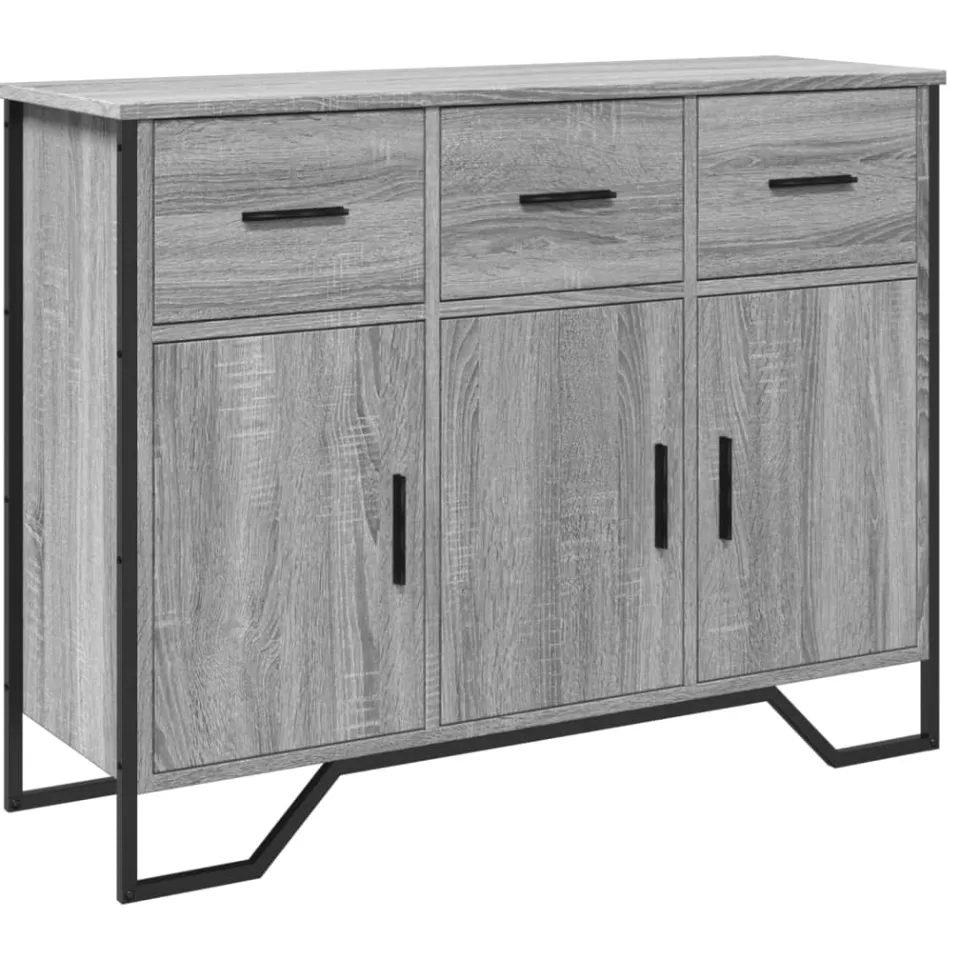 vidaXL Dressoir 97x32,5x74,5 cm bewerkt hout grijs sonoma eikenkleur, foto 3
