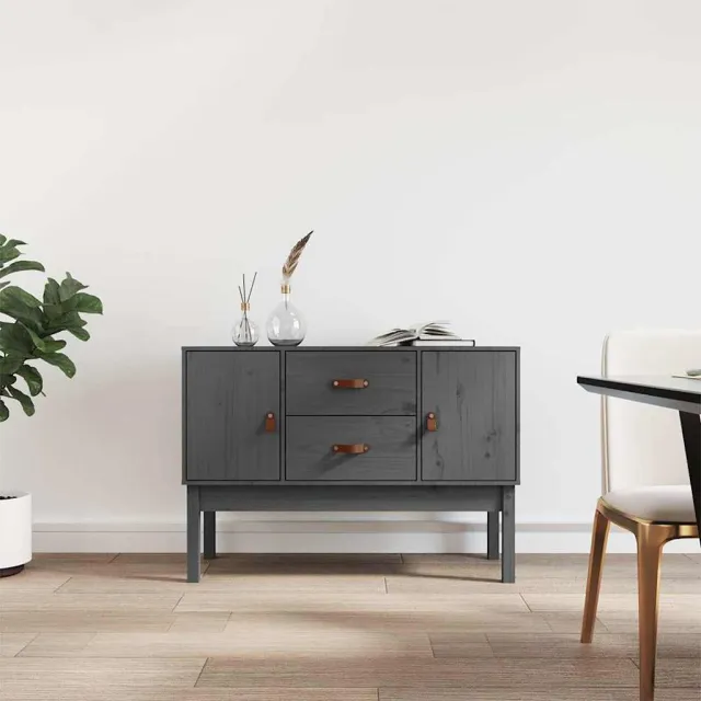 vidaXL Dressoir 110x40x78 cm massief grenenhout grijs, foto 2