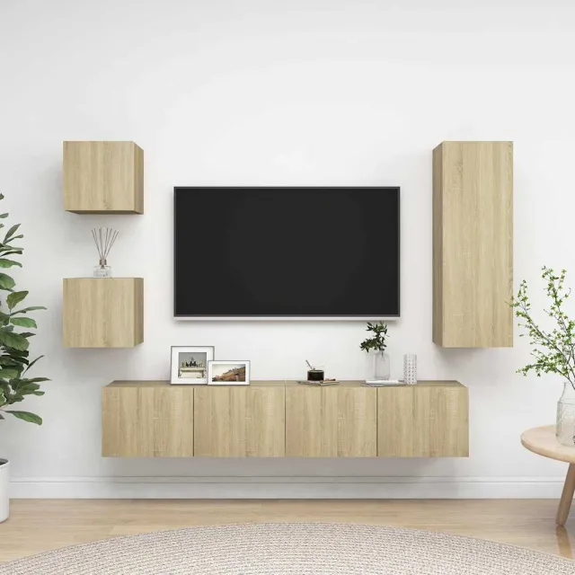 vidaXL 5-delige Tv-meubelset bewerkt hout sonoma eikenkleurig, foto 2