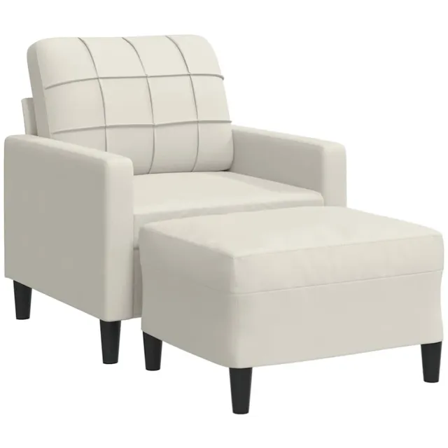 vidaXL Fauteuil - met - voetenbank - 60 - cm - fluweel - crèmekleurig