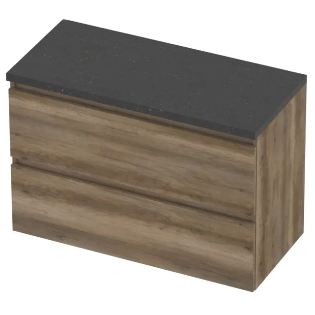 Basic-Line Deck 46 Badmeubelset Greeploos 100x46x66 cm Scotch Oak Blue Stone Grijs