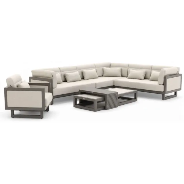 Apple Bee Santorini Loungeset 6-delig Nr.5 - Links Lang - 318 x 239 cm Taupe