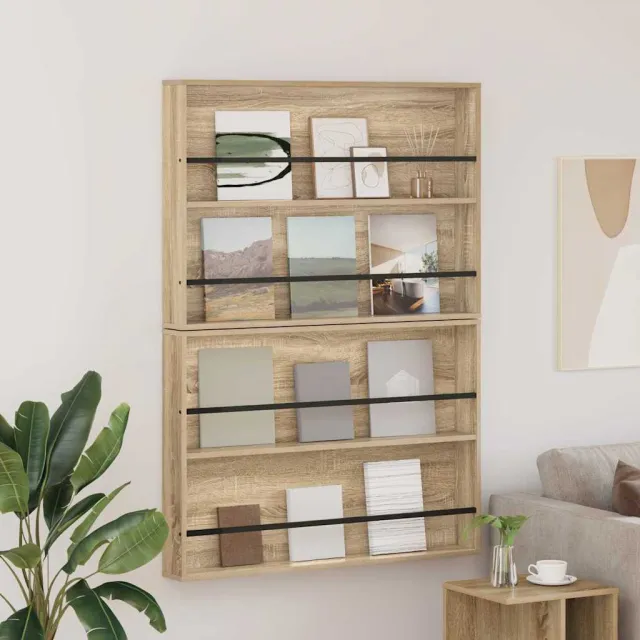vidaXL Tijdschrift Rek 2 st Sonoma Eiken 100 x 12 x 70 cm Bewerkt hout Bruin