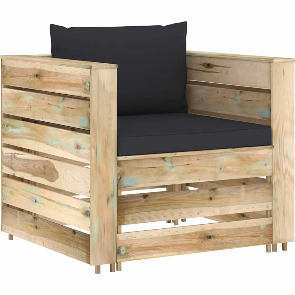vidaXL 2-delige Loungeset met kussens groen geïmpregneerd hout, foto 3