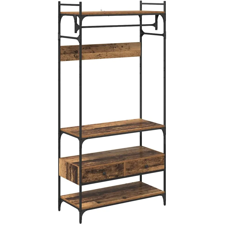 vidaXL Kledingkast Oud hout 89 x 39 x 184.5 cm Bewerkt hout Bruin