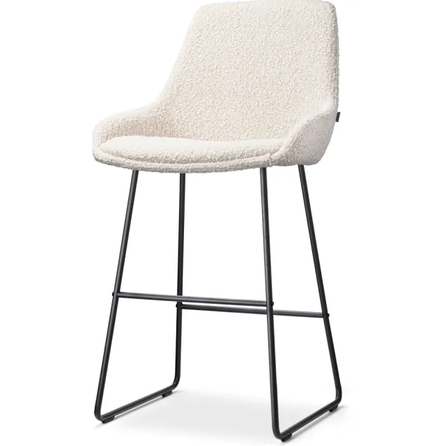 Nolon Nino-Isa barkruk bouclé beige - zwart onderstel - 65 cm