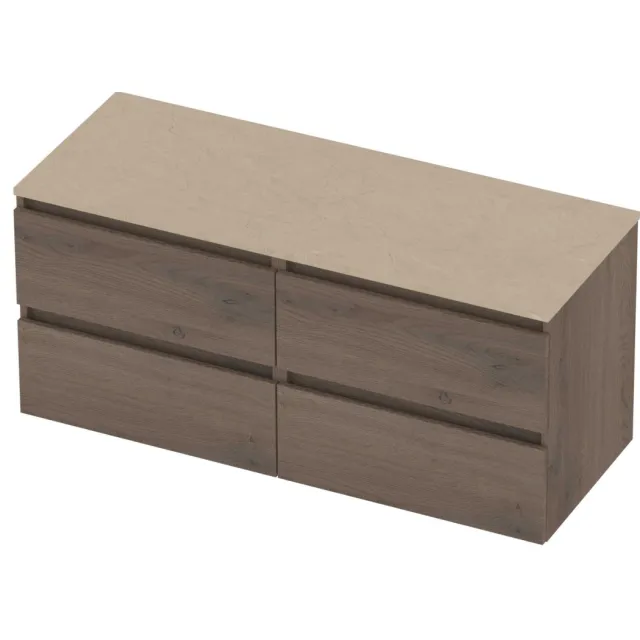 Basic-Line Deck 46 Badmeubelset Greeploos 120x46x58 cm D46ssedo2x60 Dusk Oak Sand Stone Beige