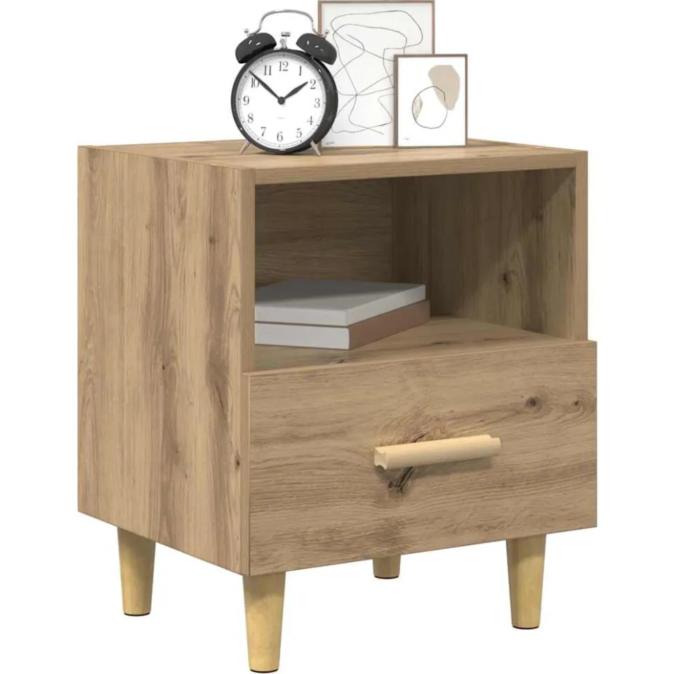 vidaXL Nachtkastje Artisan Eiken 40 x 35 x 47 cm Bewerkt hout Bruin