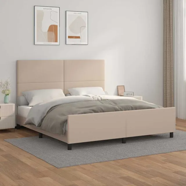 vidaXL Bedframe met hoofdbord kunstleer cappuccinokleurig 180x200 cm Bruin