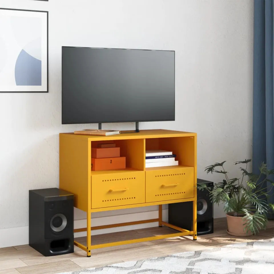 vidaXL Tv-meubel 68x39x60,5 cm staal roze, foto 3