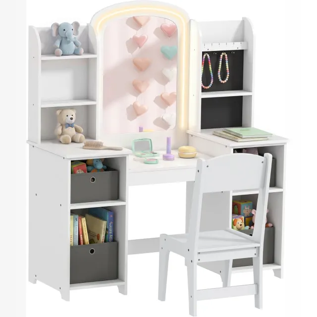 AIYAPLAY Kinderkaptafelset - MDF - 104x40x112cm - Wit