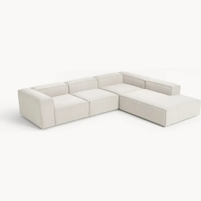 Westwing Collection Bouclé modulaire XL hoekbank Lennon (4-zits) Wit