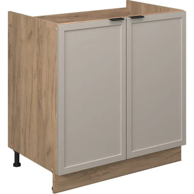 Vicco Fame-Line Wastafelonderkasten – 80 cm zonder werkblad GrijsBeige GrijsBeige/Goudkleurig Eiken