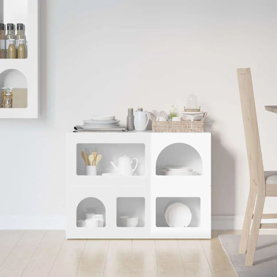 vidaXL Dressoir ELST Hoogglans wit 80,5 x 35 x 59 cm Bewerkt hout, foto 3