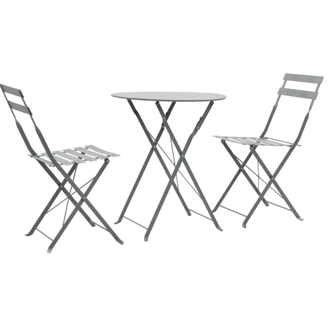 vidaXL 3-delige Bistroset staal grijs, foto 2