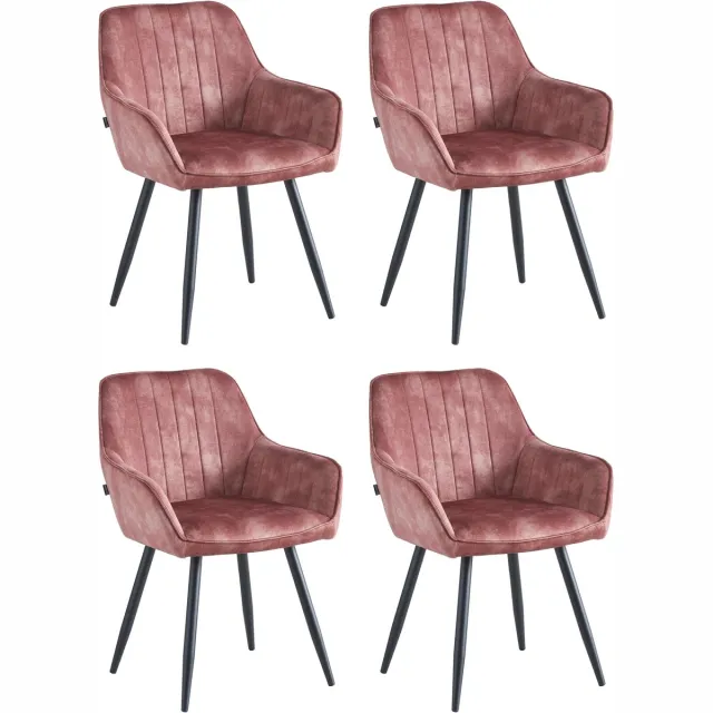 Colenis Ozzy Eetkamerstoel - Set Van 4 - Roze - Adoré Velvet - Industrieel - Met armleuning