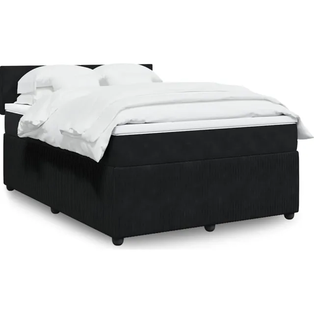 vidaXL Boxspring met matras fluweel zwart 140x200 cm