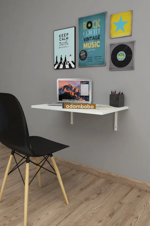 adambaba Wand Bureau - Klaptafel - Wandtafel - Keukentafel - Balkontafel - Bureau - 72 X 45 Cm - Wit