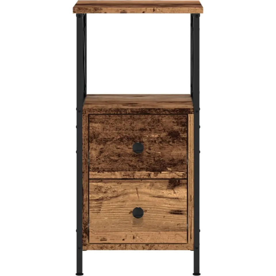 vidaXL Nachtkastje 34x35,5x70 cm bewerkt hout oud houtkleurig bruin, foto 4