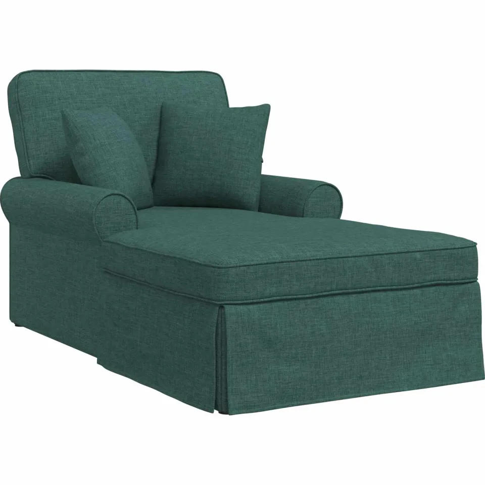 vidaXL Chaise Lounge met Rok 3 st Donkergroen Stof 91 x 157 x 91 cm groen, foto 4
