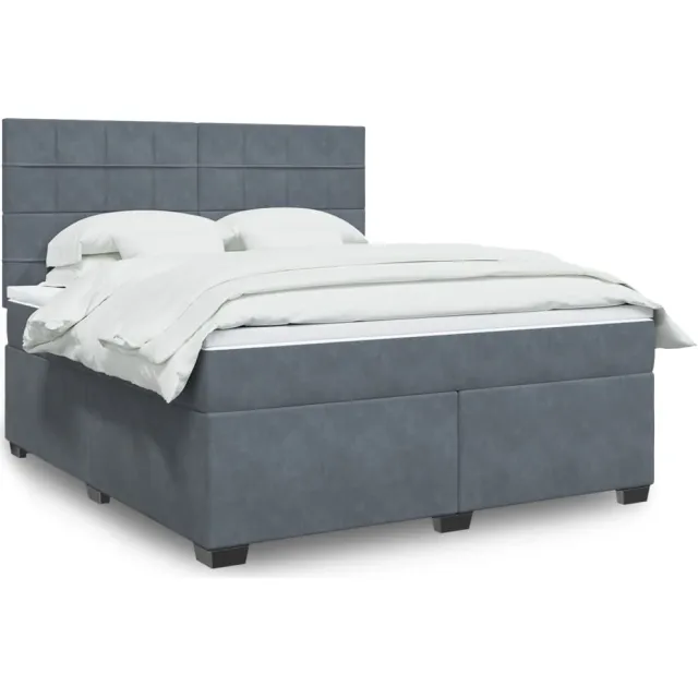 vidaXL Boxspring met matras fluweel donkergrijs 180x200 cm