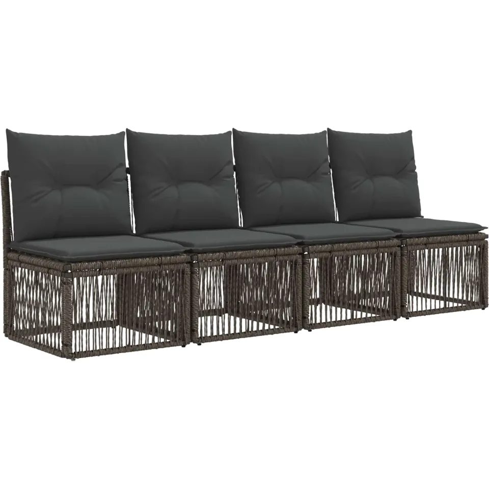 vidaXL Tuinbankenset 7 st 6-zits Grijs poly rattan, foto 4
