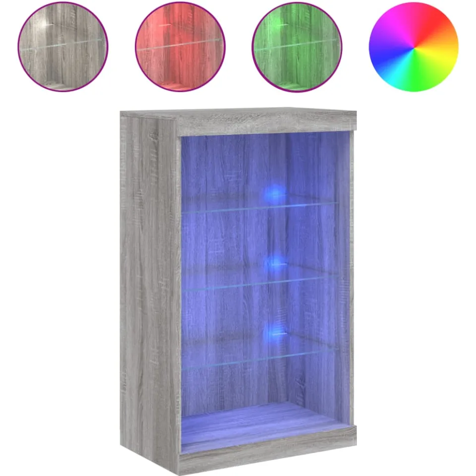 vidaXL Dressoir met LED-verlichting 60,5x37x100 cm grijs sonoma eiken, foto 4