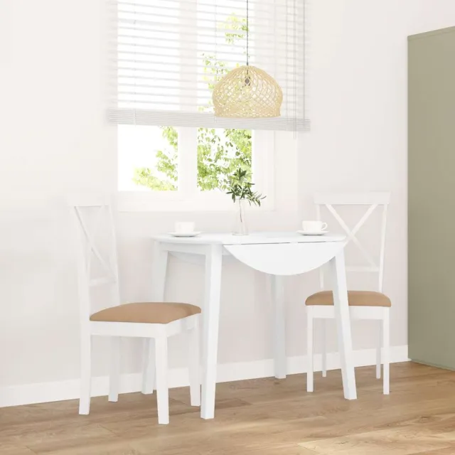 vidaXL Eetkamerstoelen met kussens 2 st massief hout rubber wit
