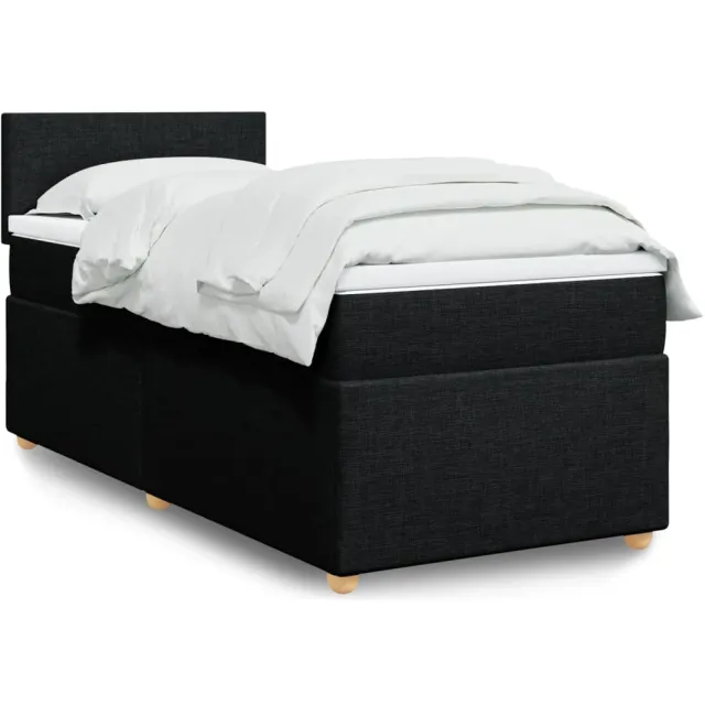 vidaXL Boxspring met matras stof zwart Single