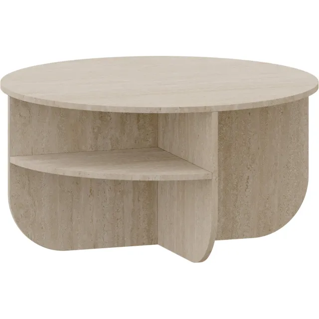 en.casa Salontafel Reykhon rond Ø80x41 cm travertijn [en.casa]