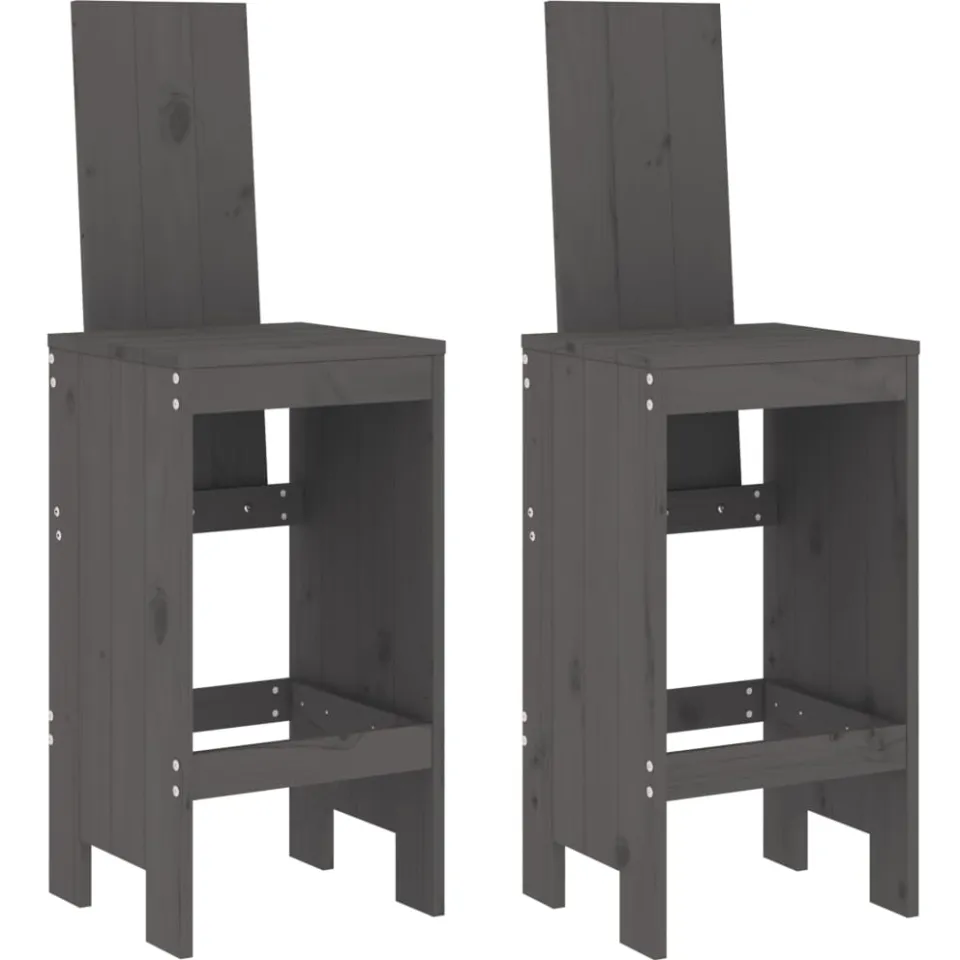 vidaXL 3-delige Tuinbarset massief grenenhout grijs, foto 2