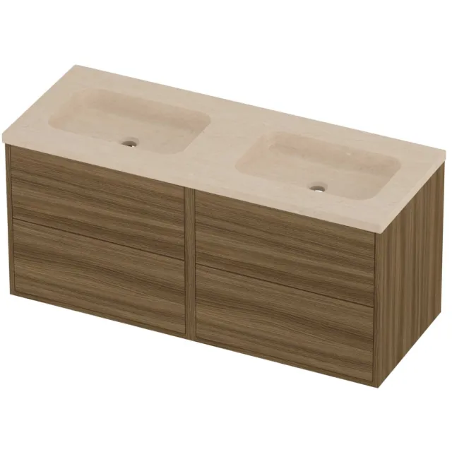 Proline Rollo Badmeubelset Hardsteen Elegant 120x46x54 cm Sand Stone Caramel Walnut Houtlook