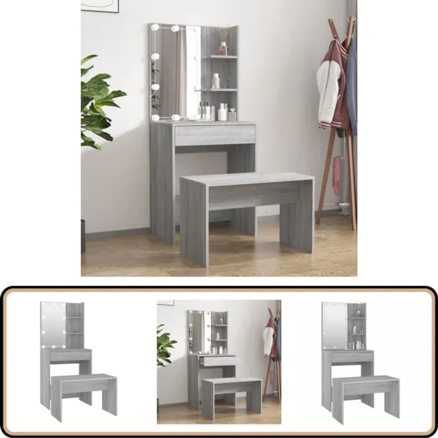 vidaXL Kaptafel - met - LED-verlichting - 60x40x140 - cm - grijs - sonoma - eiken