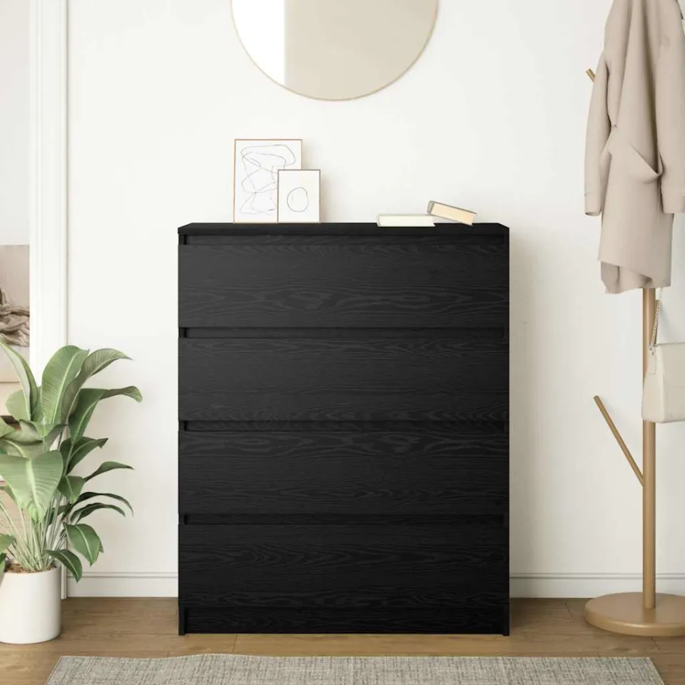 vidaXL Dressoir 80x35x99 cm spaanplaat zwart eikenkleurig, foto 3