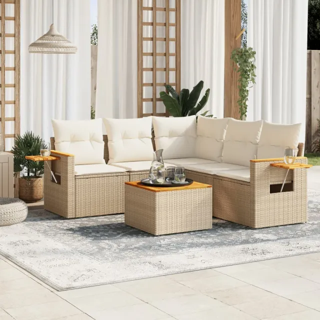 vidaXL Patio Sofa Set 5-zits Beige and Cream, foto 2
