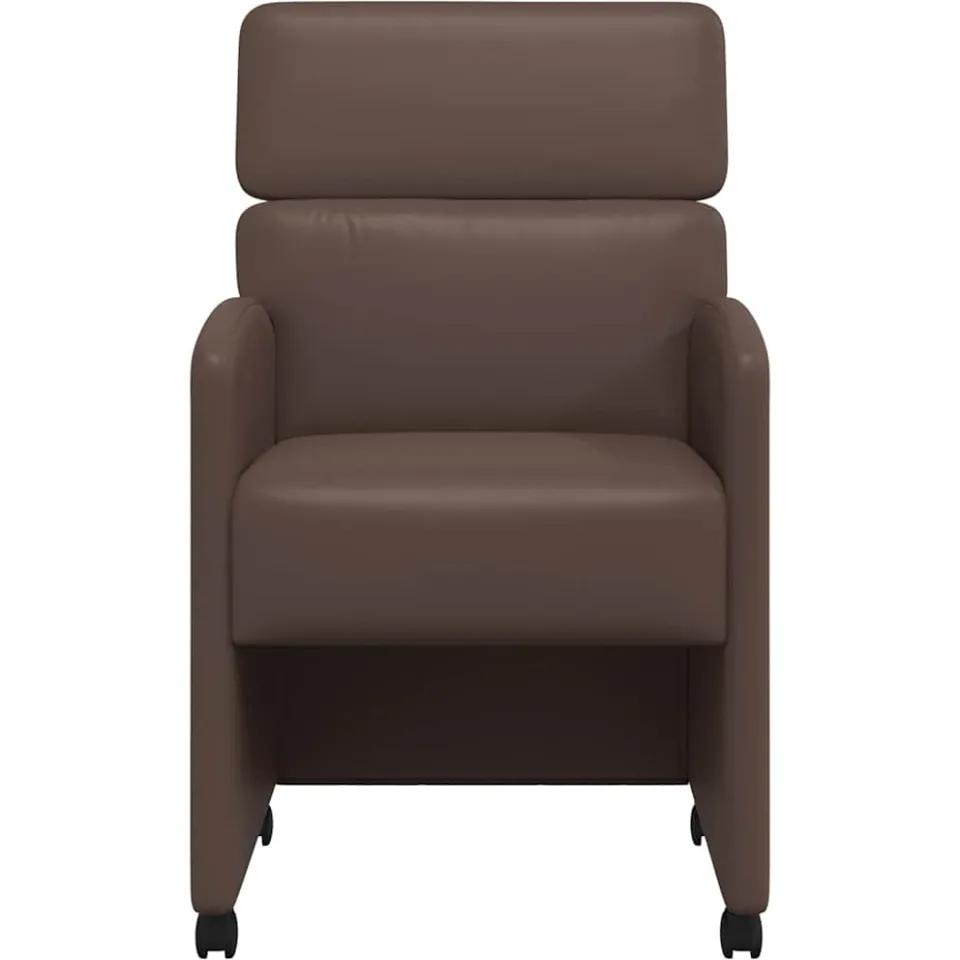 vidaXL Eetkamerstoelen met Wieltjes 2 st Kunstleer Bruin, foto 4