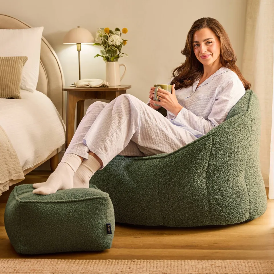 icon - Sirena Zitzak Fauteuil met Poef - Boucle - Olijfgroen, foto 4