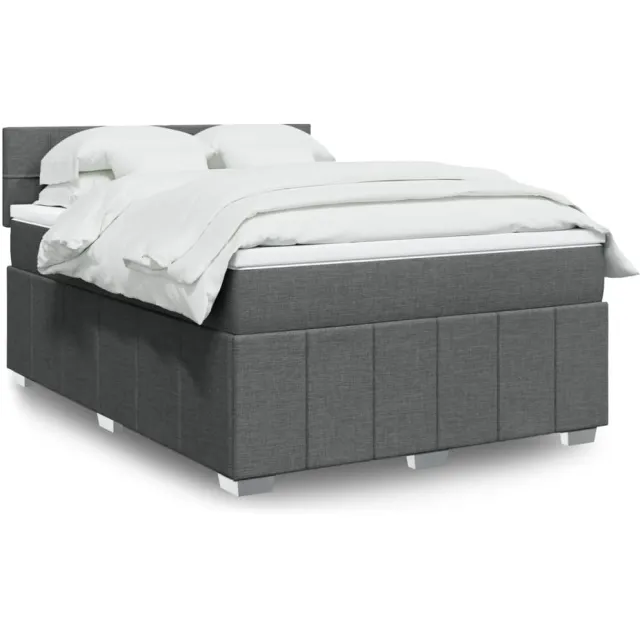 vidaXL Boxspring met matras stof donkergrijs 160x200 cm grijs