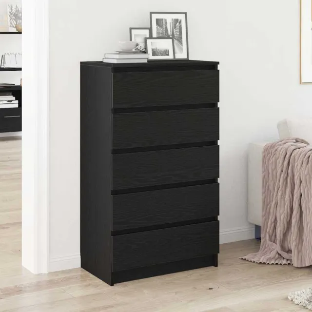 vidaXL Ladekast 60x36x103 cm bewerkt hout zwart eikenkleur