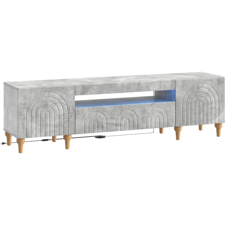vidaXL LED tv-meubel ALKMAAR 153 x 35 x 43 cm Betongrijs Bewerkt hout grijs, foto 3