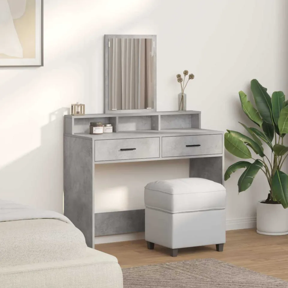 vidaXL Plafondtafel Beton Grijs 100 x 41 x 140 cm Bewerkt hout, foto 3