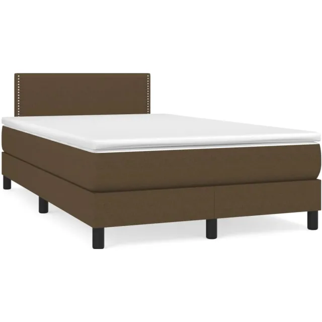 vidaXL Boxspring met matras en LED stof donkerbruin 120x190 cm bruin