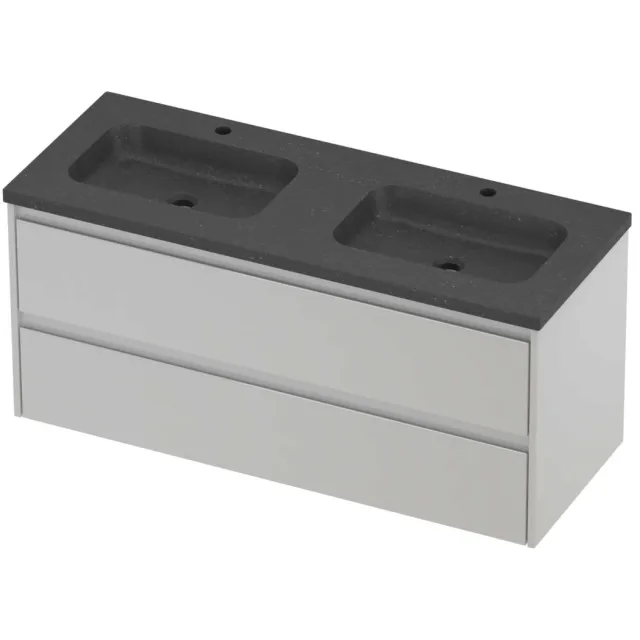 Proline Rollo Badmeubelset Hardsteen Elegant 2 Gaten 120x46x54 cm Blue Stone Glans Wit