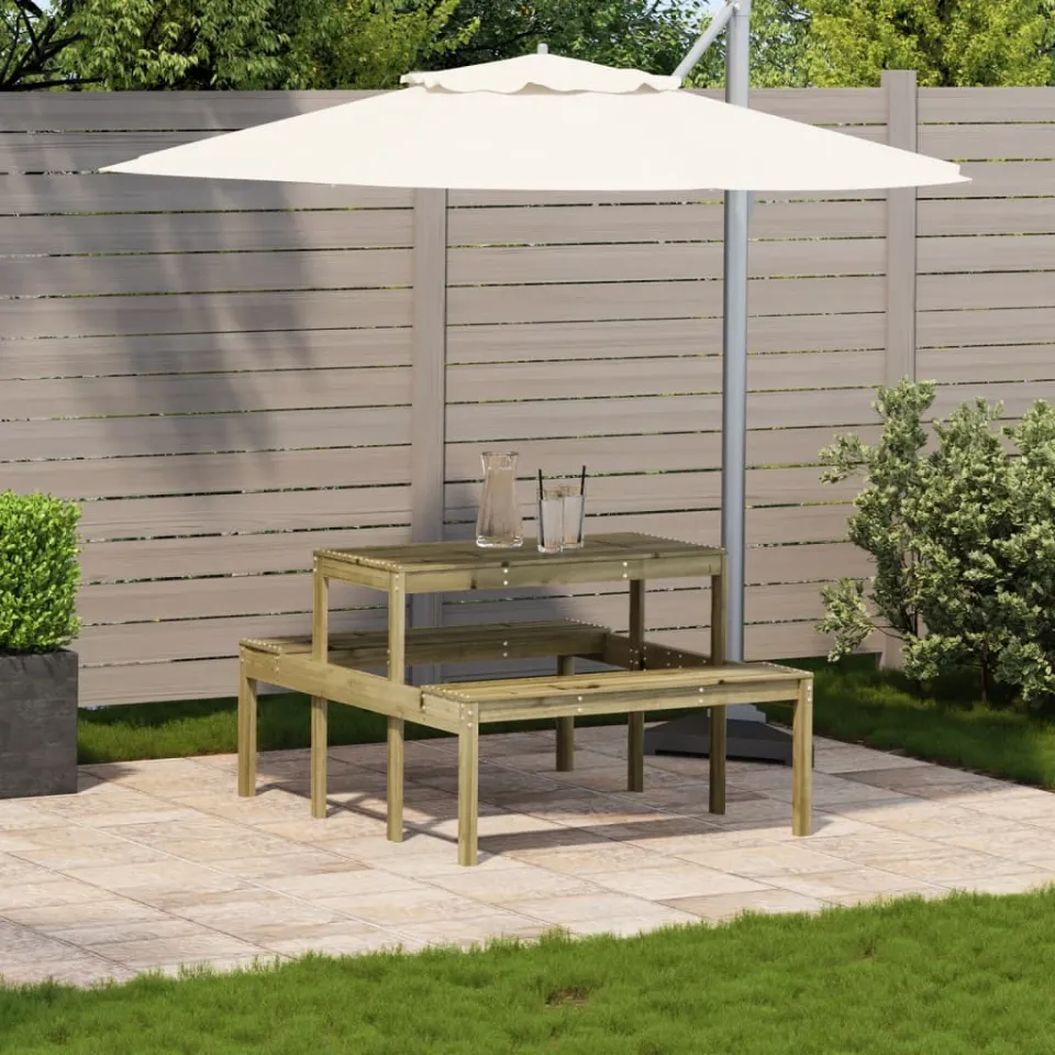 vidaXL Picknicktafel 110x134x75 cm geïmpregneerd grenenhout bruin, foto 3