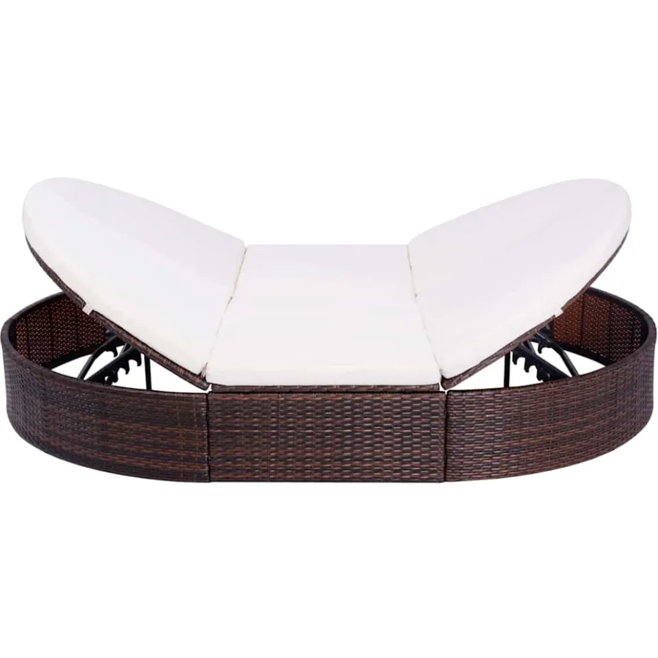 vidaXL Loungebed met kussen poly rattan bruin
