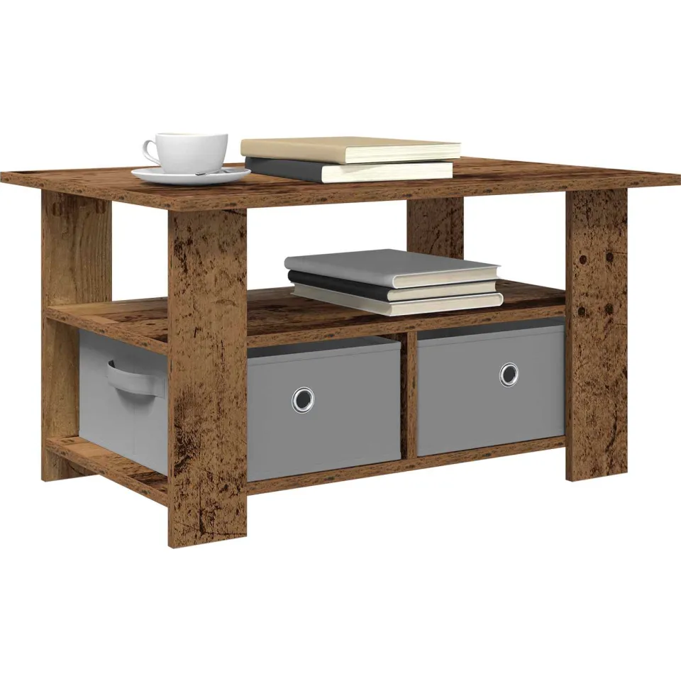 vidaXL Salontafel Oudhout 77 x 55 x 42 cm Bewerkt hout Bruin
